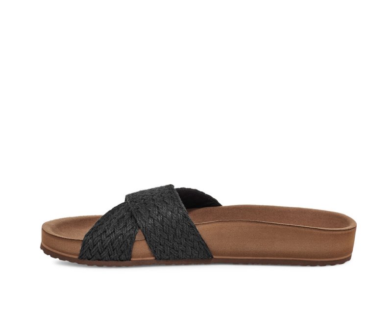 Sanuk She Cruzy Jute Vegan Slide Women's Sandals Black | Canada 93BEX